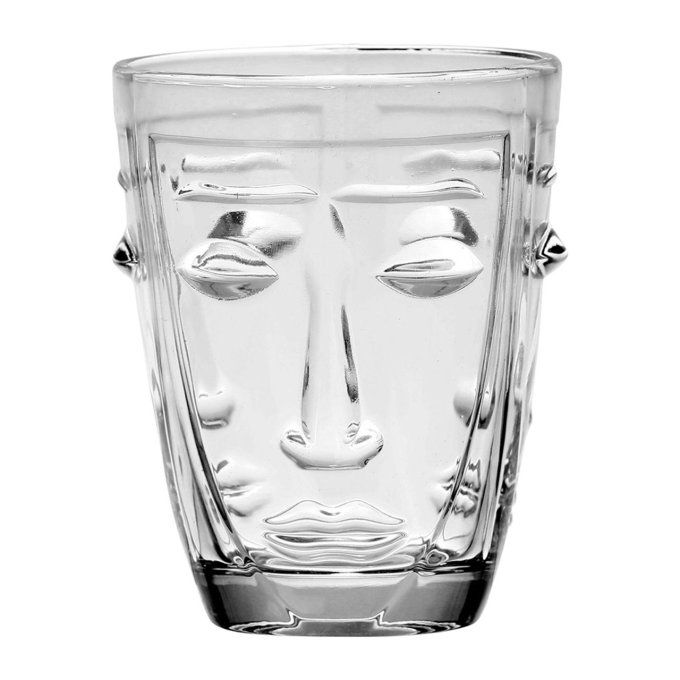 VERRE GOBELET VISAGE - TRANSPARENT