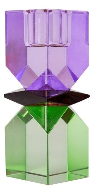 BOUGEOIR EN CRISTAL - MINT/VIOLET 