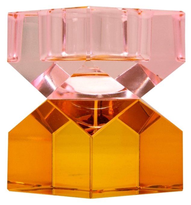 BOUGEOIR EN CRISTAL - ROSE/ORANGE