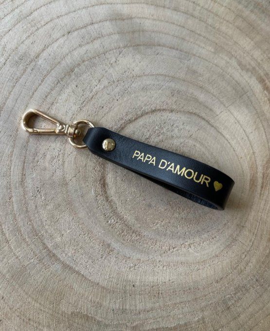 PORTE-CLÉS CUIR « PAPA D’AMOUR » NOIR