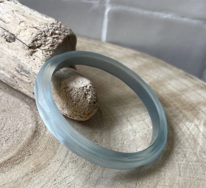 BRACELET JONC BRAGI FIN BLEU BÉBÉ GIVRÉ - FRANCINE BRAMLI