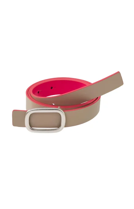 CEINTURE CUIR RÉVERSIBLE BICOLORE - FUSCHIA