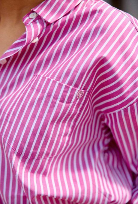 CHEMISE CLONY RAYÉE - FUCHSIA