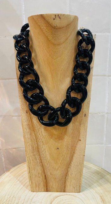 COLLIER MAILLONS NOIRS - FRANCINE BRAMLI