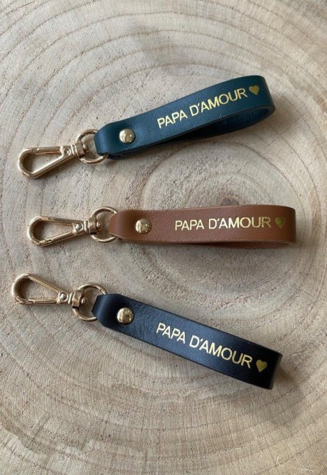 PORTE-CLÉS CUIR « PAPA D’AMOUR » NOIR