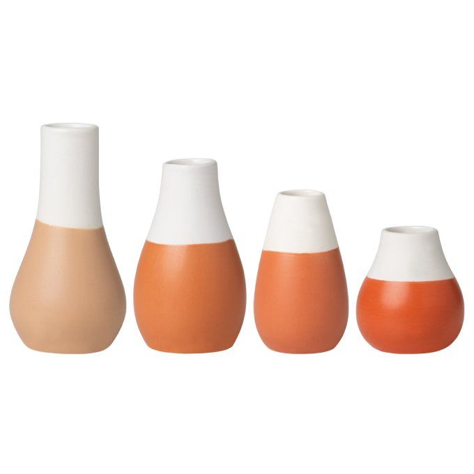 SET DE 4 VASES TERRACOTA EN PORCELAINE