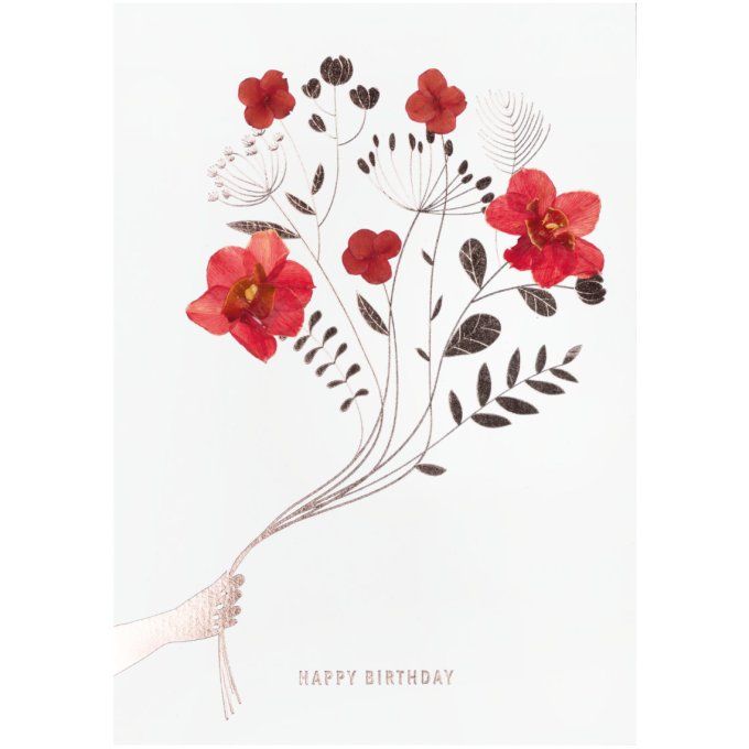 CARTE FLEURS " HAPPY BIRTHDAY "