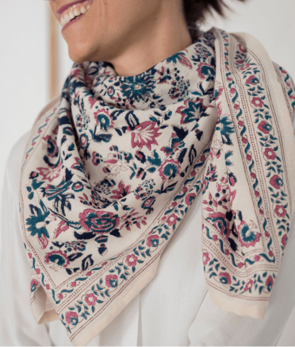 GRAND FOULARD INDIEN - GOA MYRTILLE