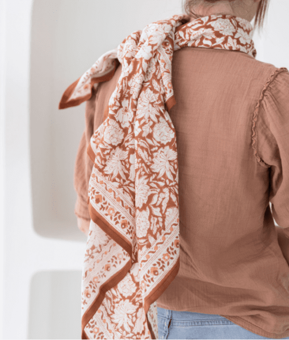 GRAND FOULARD INDIEN - SALVADOR TERRACOTTA