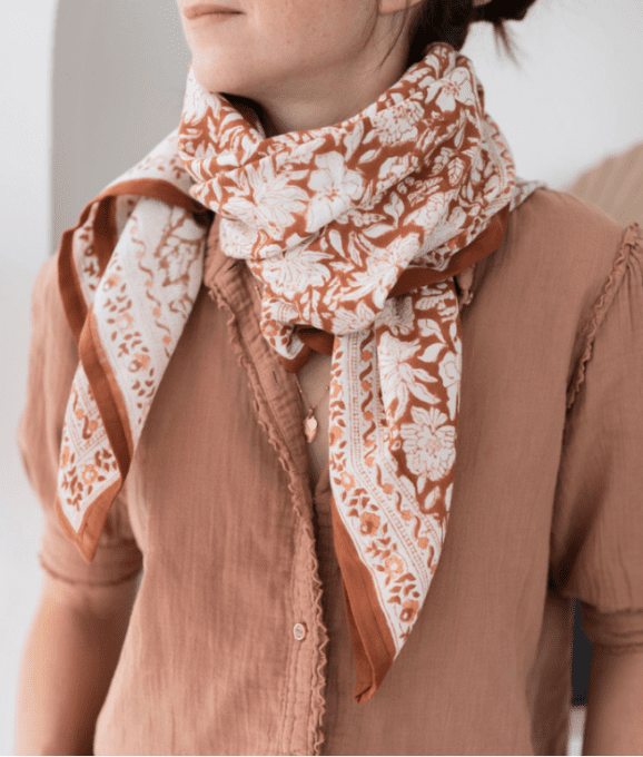 GRAND FOULARD INDIEN - SALVADOR TERRACOTTA