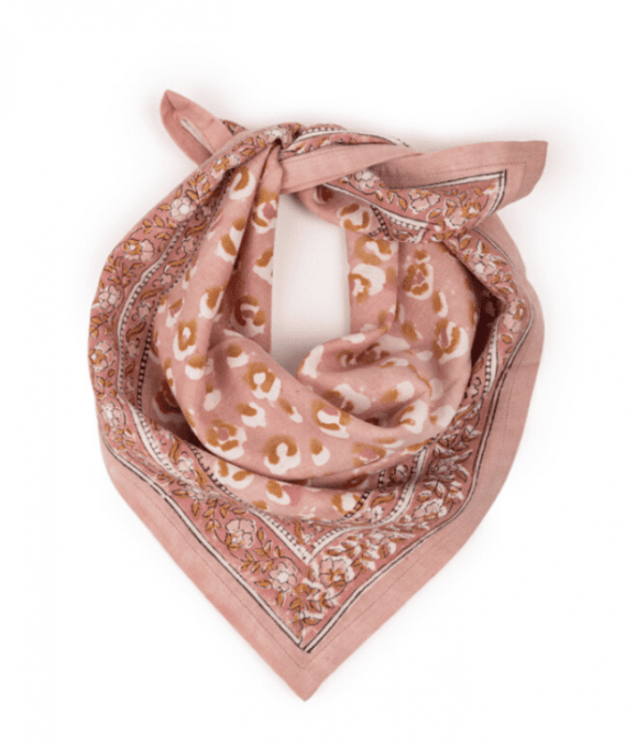 GRAND FOULARD LÉOPARD - BENGAL BLUSH