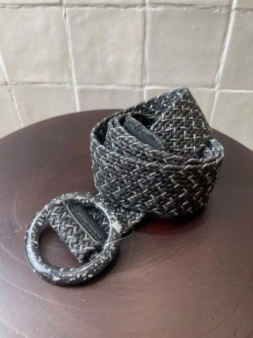 CEINTURE RAPHIA TRESSÉ - NOIR ET ARGENT