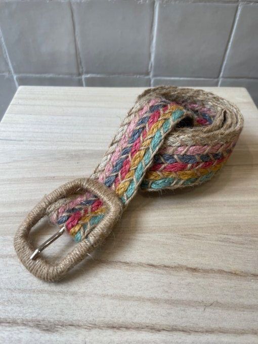 CEINTURE TRESSÉE JUTE  - MULTICOLORE